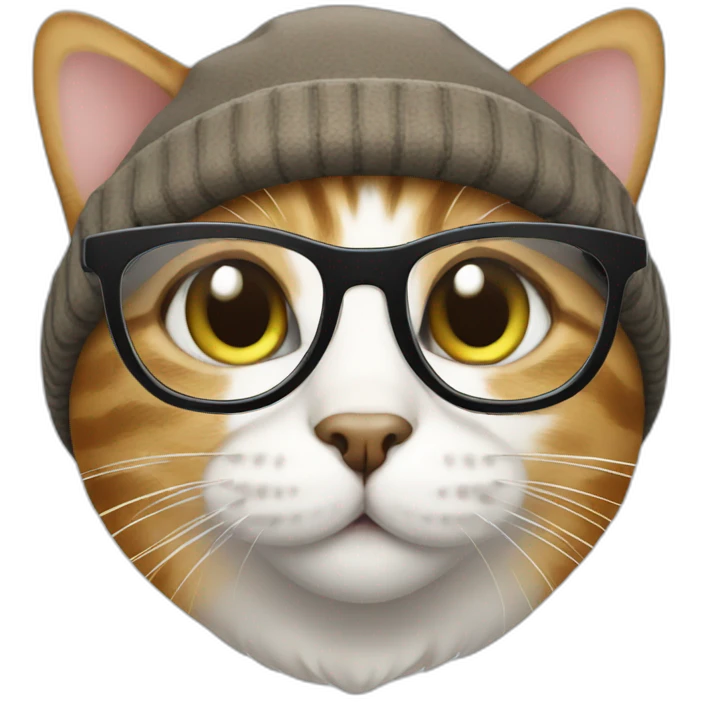 Cat with beanie and glasses emoji