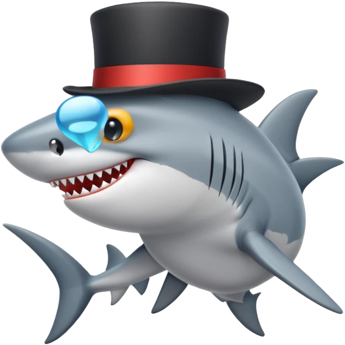 Shark with a top hat emoji