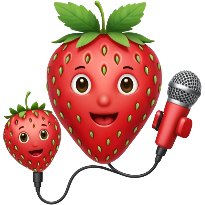 strawberries hold mic emoji