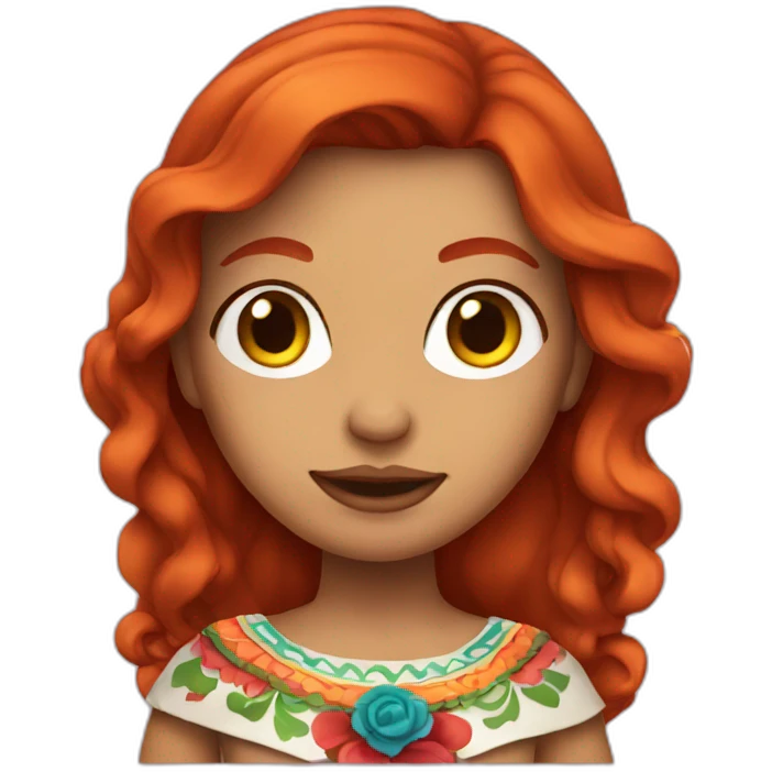 Redhead girl dressed as a Mexican emoji