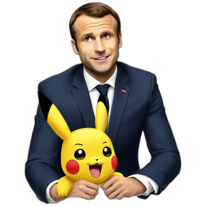 Macron déguisé en Pikachu emoji
