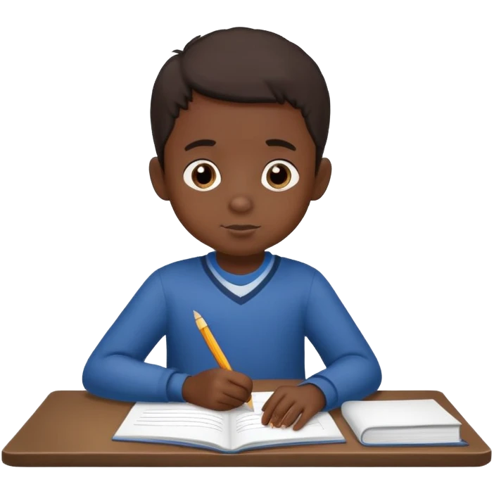 a little dark-skinned boy doing his homework
 emoji