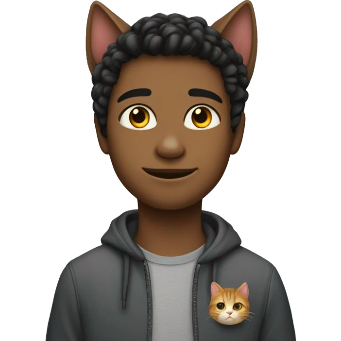 Un joven y un gato emoji