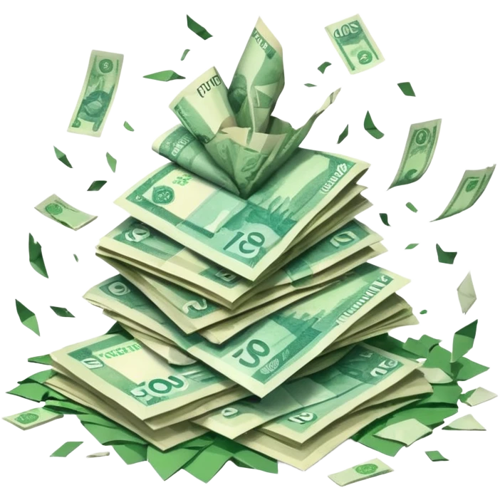 exploding stack of russian ruble notes emoji