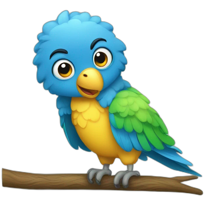 funny small blue parrot emoji