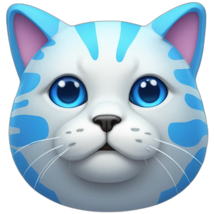 blue face fat cat robot emoji