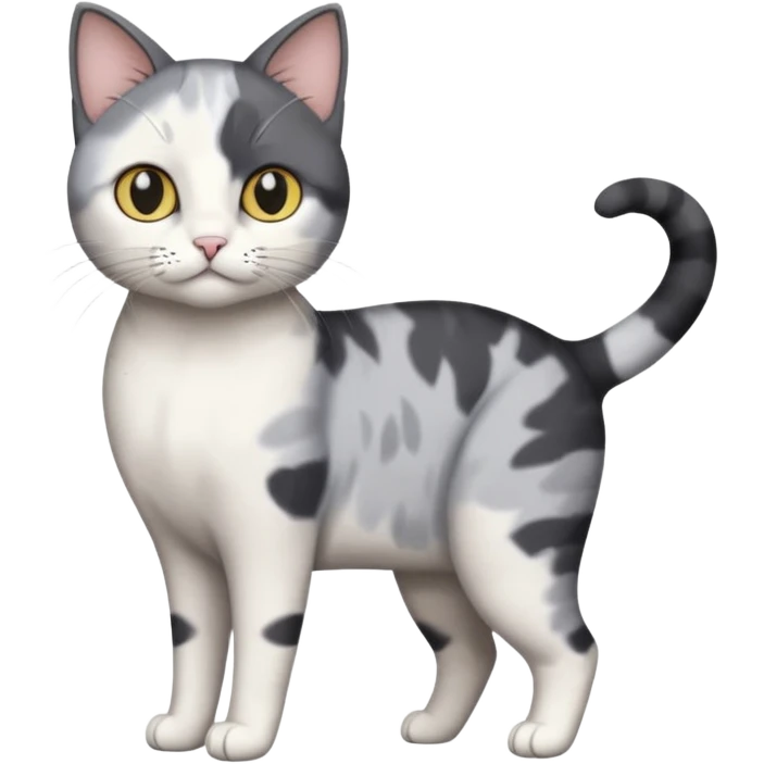 full body small short hair dark grey and white cat emoji