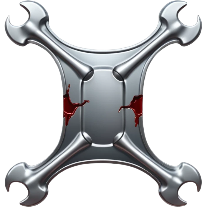 Emoji-style metallic bones with traces of blood, steel texture, dark dramatic tone, clean background emoji
