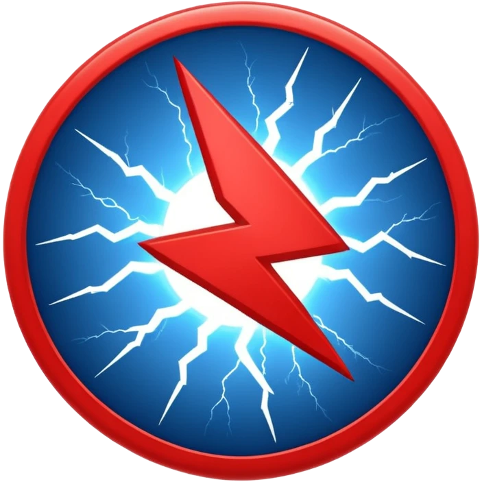 Red and blue lightening in a circle shape with effects emoji
