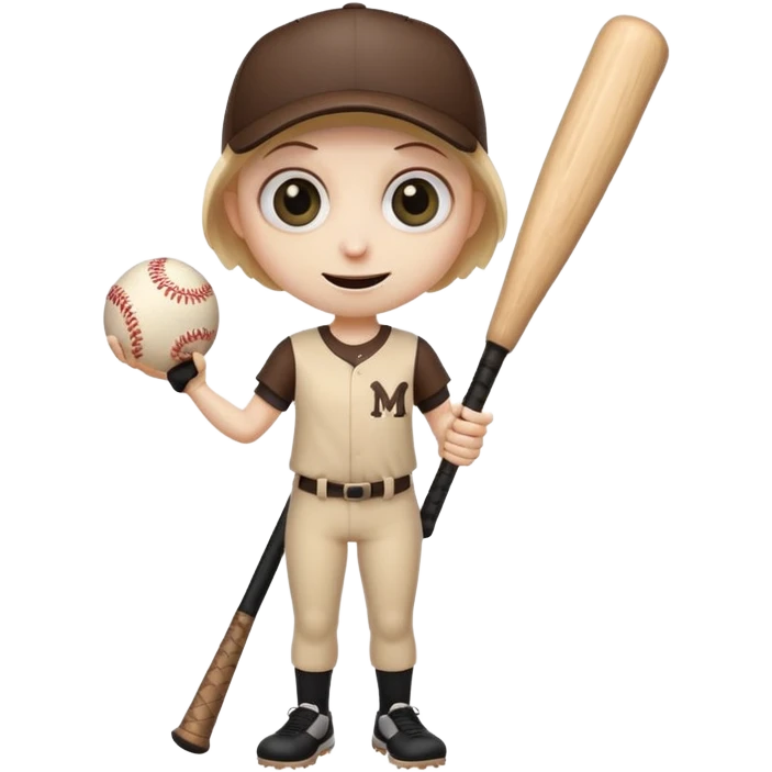 creepy long stump character with arms and legs holding a baseball bat big eyes creepy grin inspired by the uploaded image emoji style emoji
