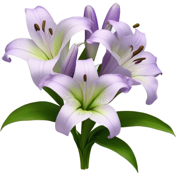 Flower Bouquet of pastel violet lilies realistic emoji
