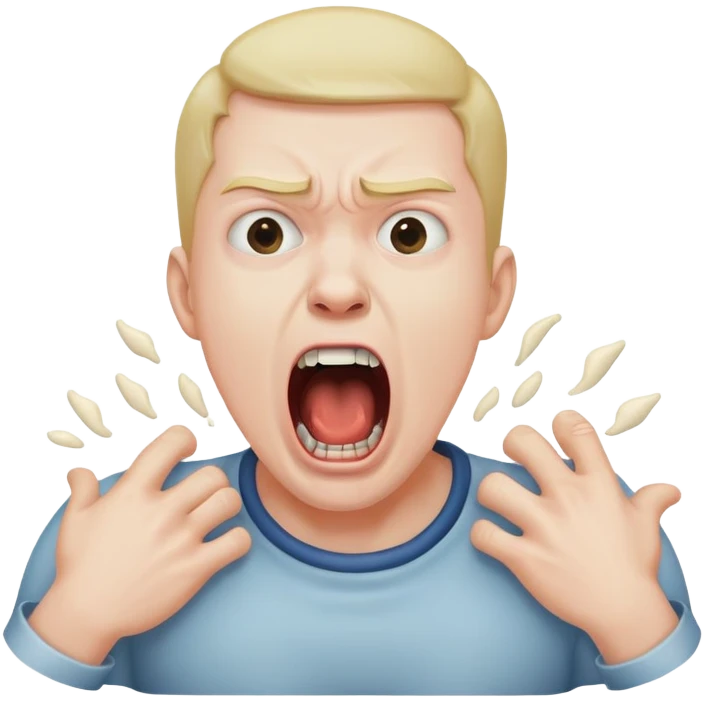 man chocking themselves while screaming emoji
