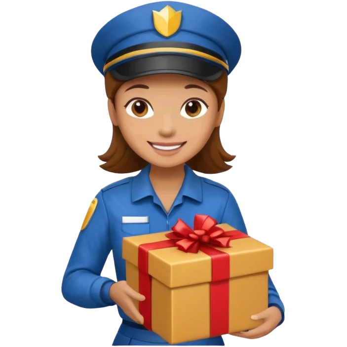 woman courier holding gift box emoji