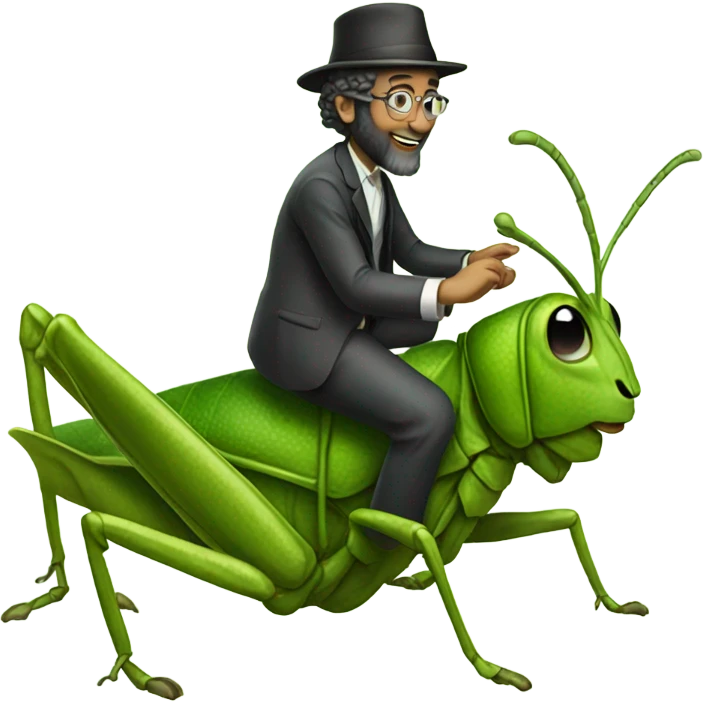 Rabbi riding a grasshopper emoji
