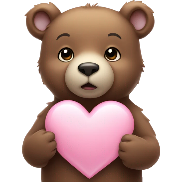 little bear holding light pink heart  emoji