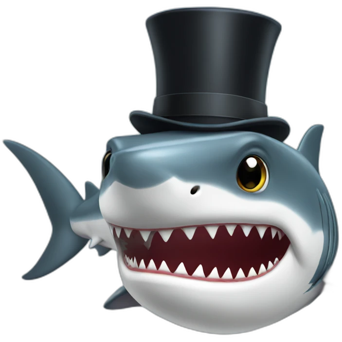 Shark with a top hat emoji