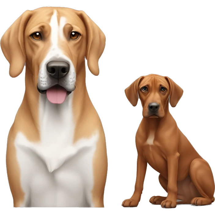white male with long rainbow colored hair alongside a brown rhodesian ridgeback emoji