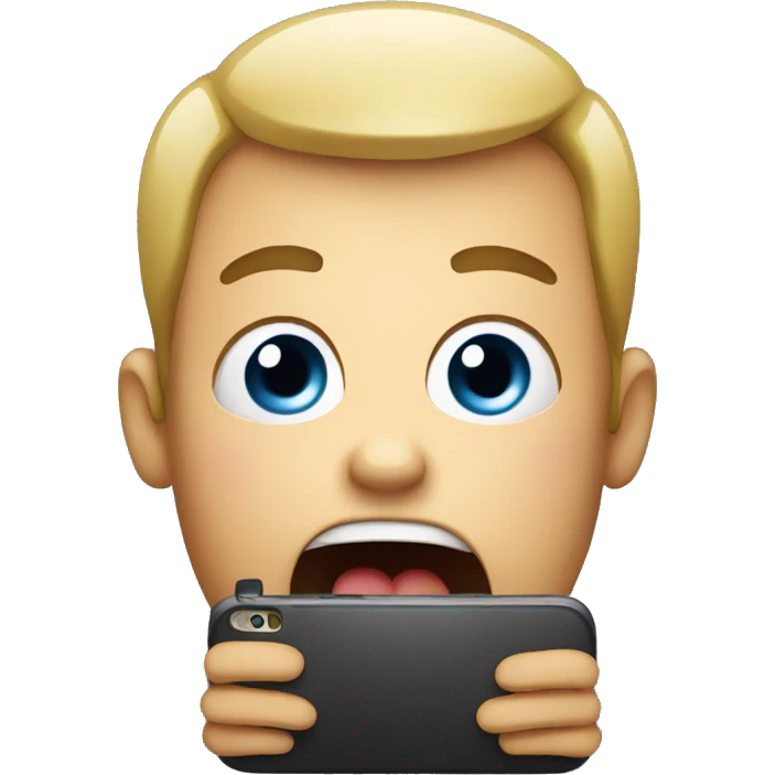 emoji with shock emotion holding smartphone emoji