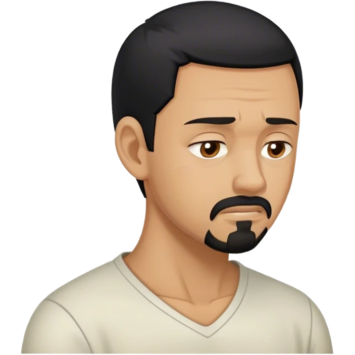 Man with black hair and goatee with neck bent over in pain emoji