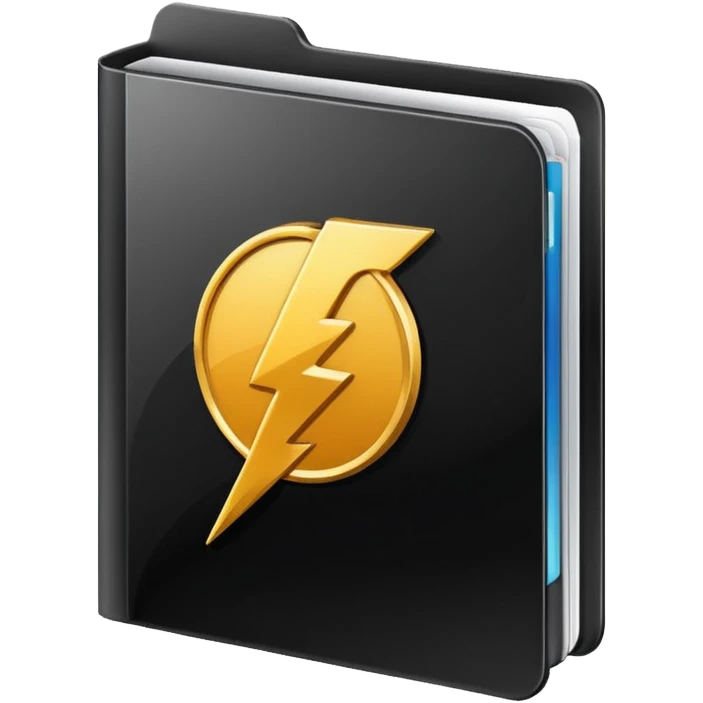 black folder flash file with a finance company logo
 emoji