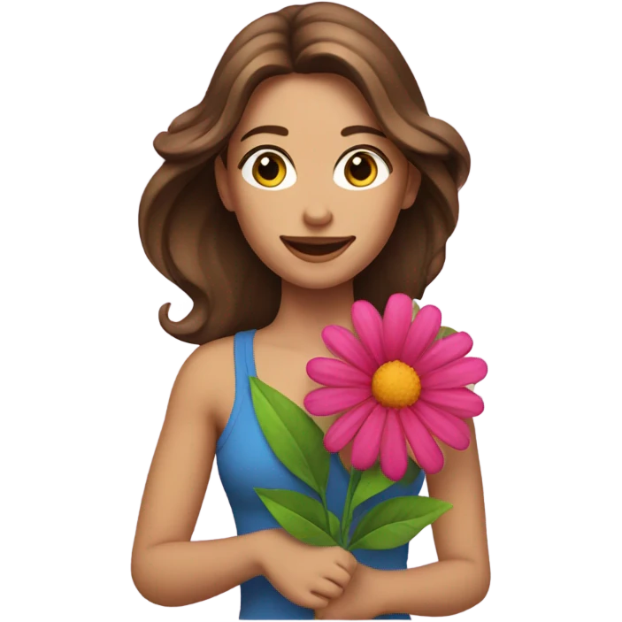 Brown hair model flower  emoji