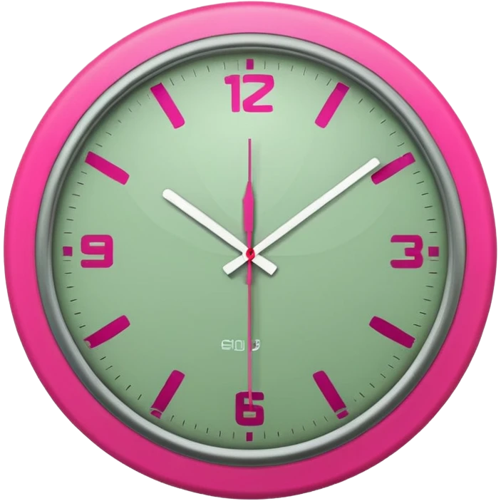 Sage green and hot pink clock emoji
