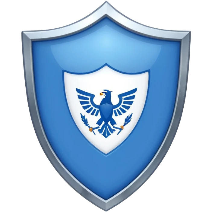 A shiny blue shield with a text white 7 in the middle and a flag animation emoji