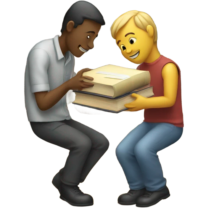 a person passing books to another person emoji