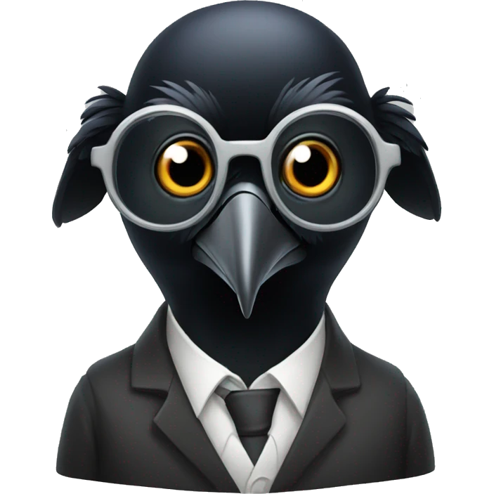 crow with scientist glasses emoji