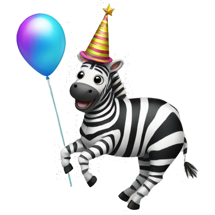 Zebra surfing with party hat on emoji