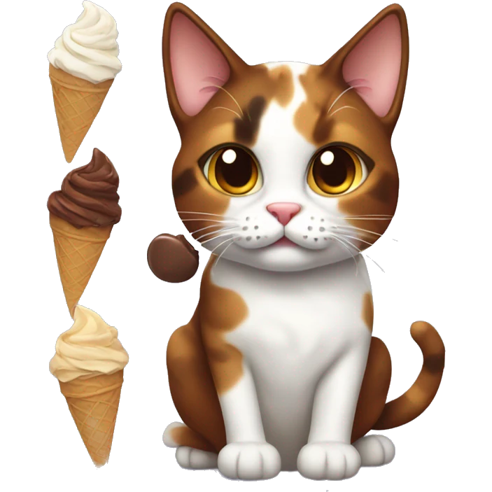 calico cat with chocolate icecream  emoji