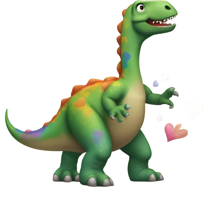 Dinosaur with hearts dancing  emoji