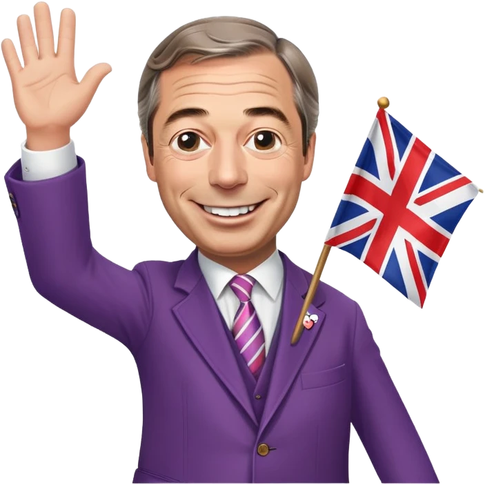 Nigel Farage waving a flag emoji