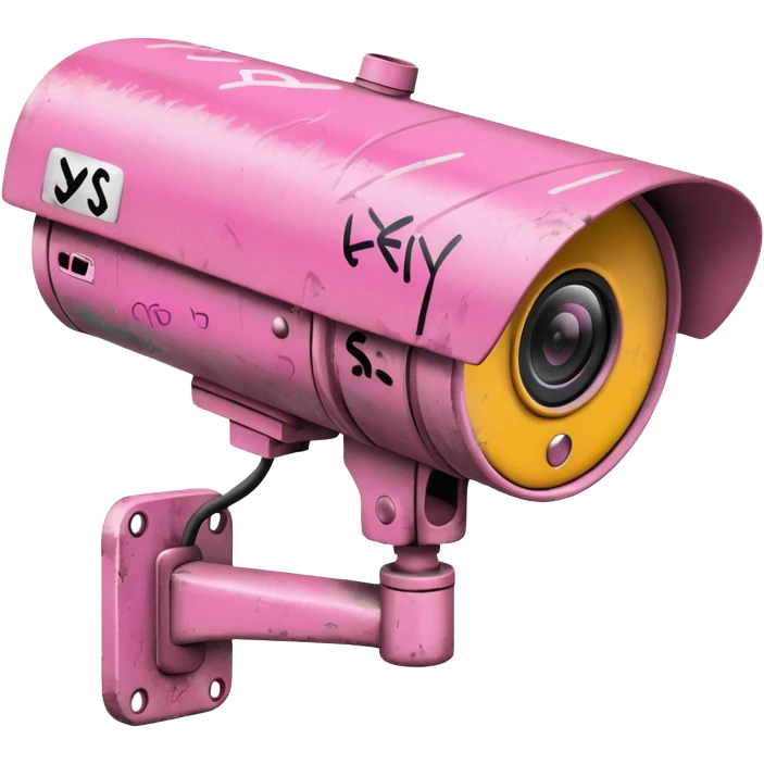 Security Camera pink with graffity emoji