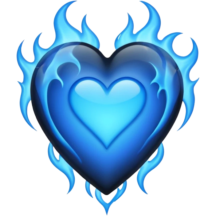 Black heart with blue flems emoji