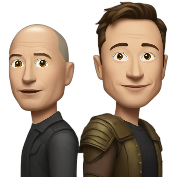elon musk and jeff bezos in war emoji