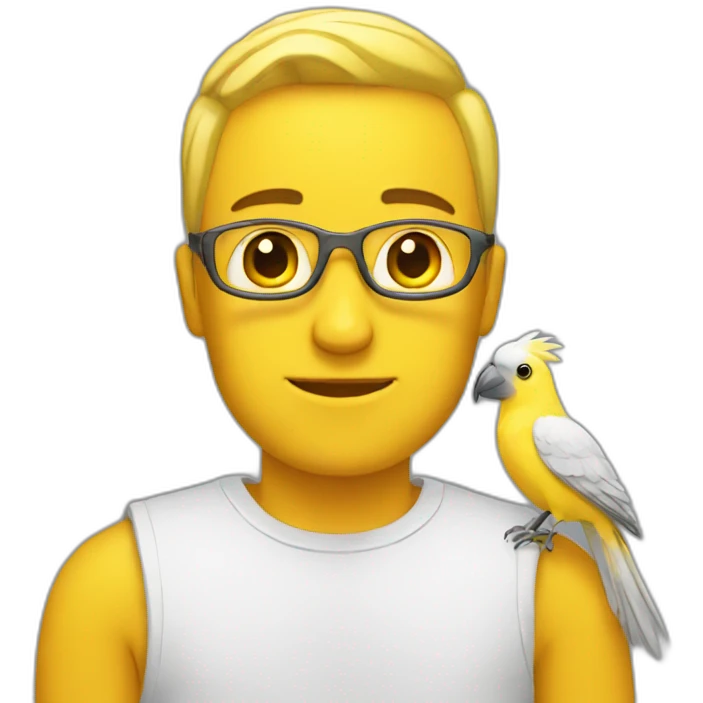 a man with a yellow cockatiel bird emoji