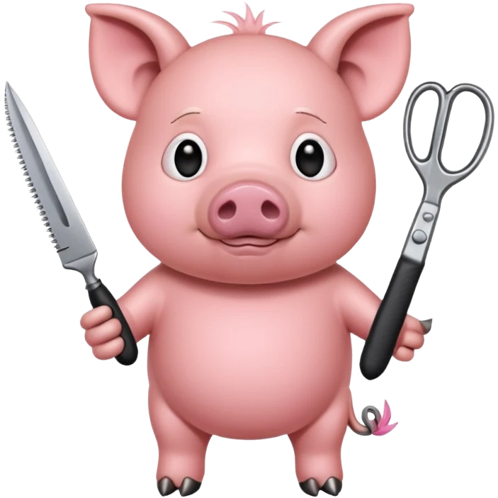 pig holding scissors emoji
