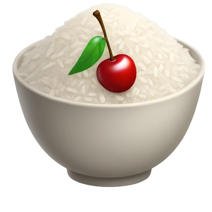 Rice with a cherry on top emoji