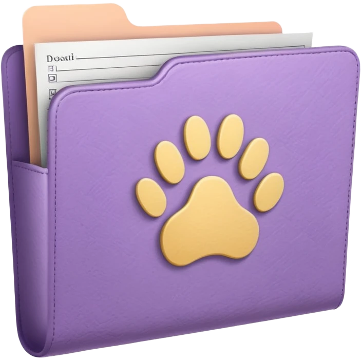 a pastel folder of documents with a pawprint on it emoji