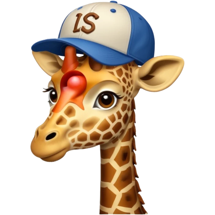 Giraffe with baseball hat emoji