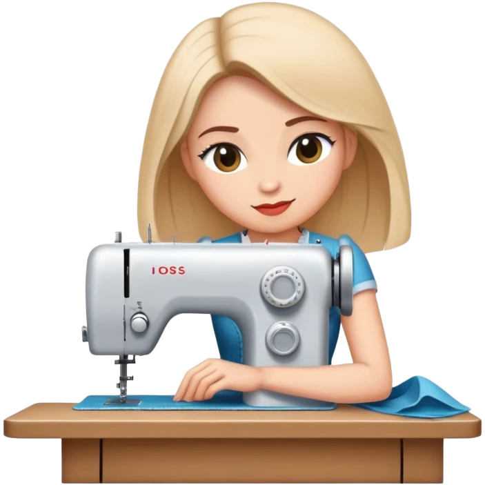 Девушка шьет платье на швейной машинке emoji