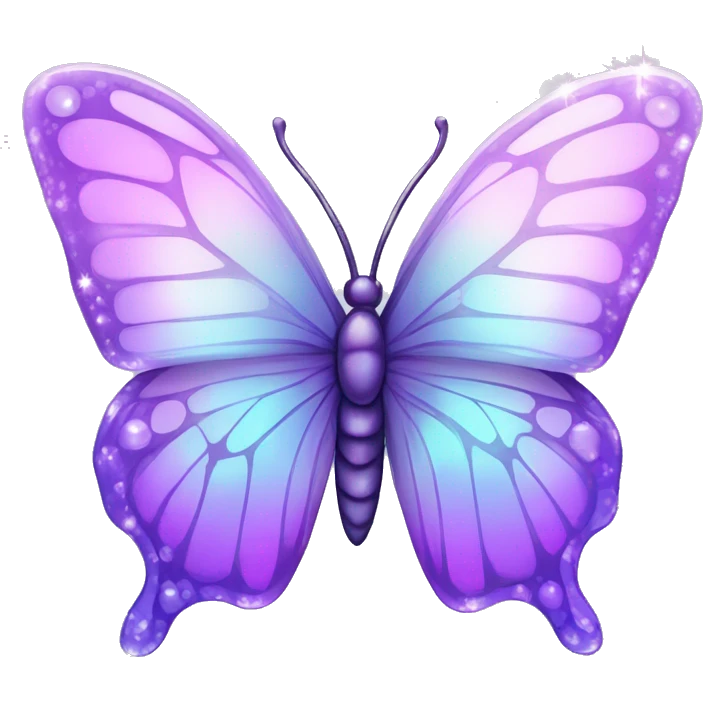 Sparkly Pastel purple-gradient iridescent glass butterfly emoji