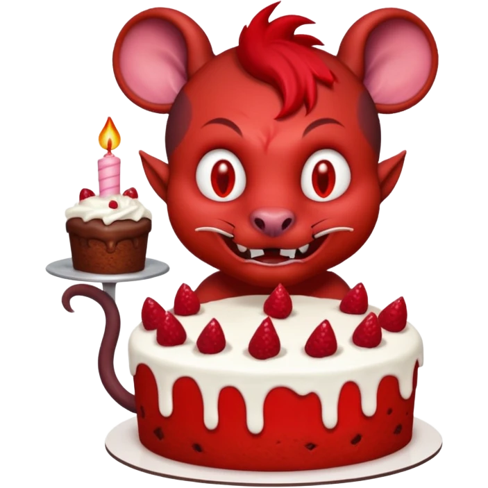 Demon with rat and cake  emoji
