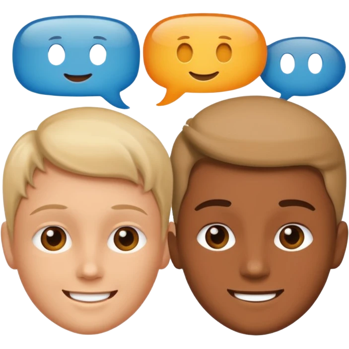 two faces connected by speech bubbles emoji