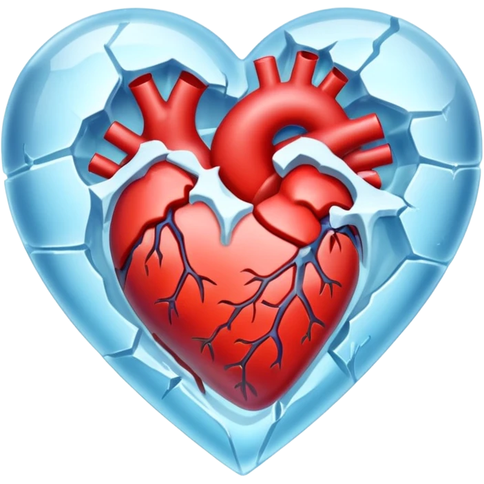 Heart encased in ice, fracture spreading emoji