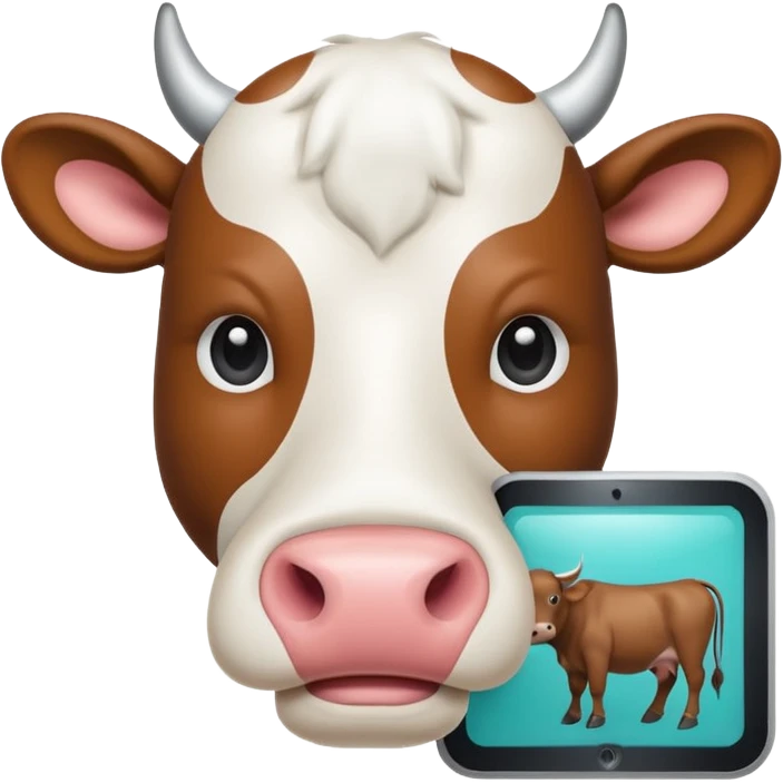 Emoji-style icon of a cow and buffalo with a scan frame or AI detection ...