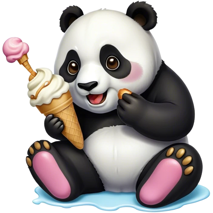Panda eating ice cream emoji