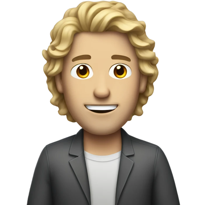 white man with wavy hair and a computer  emoji