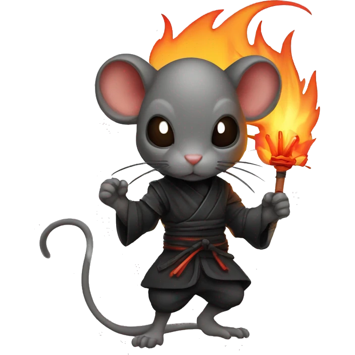 Ninja mouse with flames behind him emoji